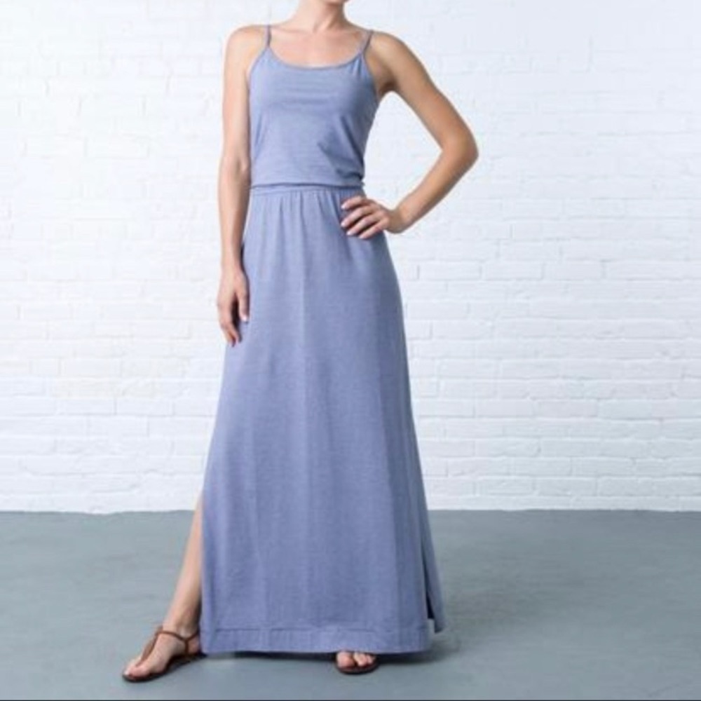 Casual Blue Maxi Dress with Spaghetti Straps
